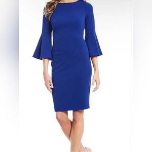 Jessica H | Cobalt blue bell sleeve crew neck dress size 10